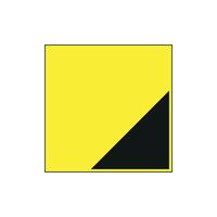 a yellow and black square with a black triangle vector