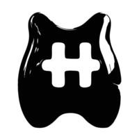 Abstract black blob with a white cross symbol for social media or branding design vector