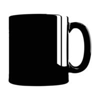 Silhouette of a classic black coffee mug on white background for mockups and design vector