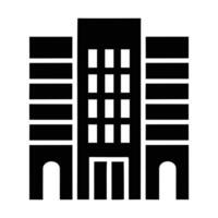 Stylized black and white building icon representing architecture and urban development vector