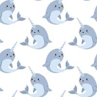 Cute narwhal characters in playful underwater design with soft colors and cheerful expressions vector