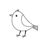 Simple black and white illustration of a small bird standing on two legs vector