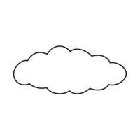 A fluffy cloud floats in a clear blue sky, forming a clean and minimalistic design. The cloud's outline is clear, emphasizing its shape against the background. vector