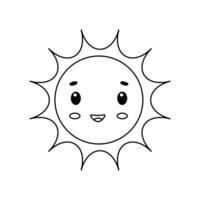 Happy sun character with smiling face and cheerful expression under a clear sky for a child's drawing or design project vector