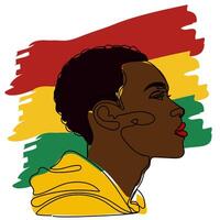Profile of a person with artistic black silhouette against a vibrant flag background showcasing national colors and pride vector