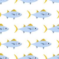 Repeating pattern of colorful fish swimming in a playful design on a clean background vector