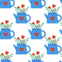 Charming Blue Teapot Featuring a Delightful Flowers Pattern That Brightens Any Space vector