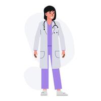 Doctor in white coat smiling, showcasing confidence and readiness for patient care in a modern healthcare setting vector