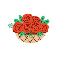 A breathtaking arrangement of beautiful red roses displayed in a lovely basket setup vector