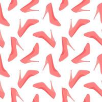 Seamless pattern of pink girl shoes on a white background. Fashion of the 2000s. Pattern for textile, wrapping paper, notebook, notepads vector
