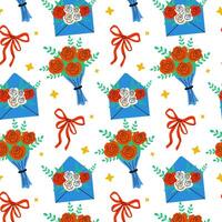 This is a stunning and colorful floral bouquet pattern beautifully designed with matching envelopes vector
