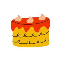 A Beautifully Colorful Layered Cake with Whipped Cream Topping and Decorative Touches vector