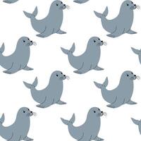 Cute illustrated seals in a seamless pattern on a light background showcasing playful marine life elements vector