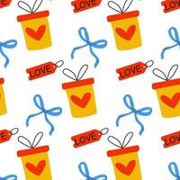 A Beautiful and Colorful Gift Boxes Pattern Design Perfect for Celebrating Love and Joy. Seamless pattern for Valentine's Day. vector