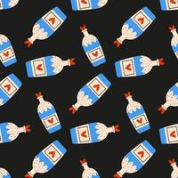 A vibrant and colorful pattern featuring chicken sauce bottles adds charm and creativity vector
