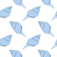 Blue spiral shells create a calming and repetitive pattern on a white background for decorative use vector