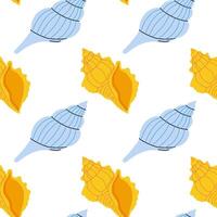 Colorful shell pattern showcases ocean-inspired design in vibrant blue and yellow tones for decorative use vector