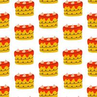 Colorful cake pattern featuring vibrant layers and whipped cream design, ideal for festive invitations and backgrounds vector