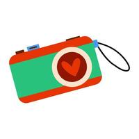 A Colorful Retro Camera featuring a charming Heart Icon perfect for artistic endeavors vector