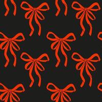 An Elegant Red Bow Pattern Set Against a Black Background, Creating a Chic and Festive Appearance vector