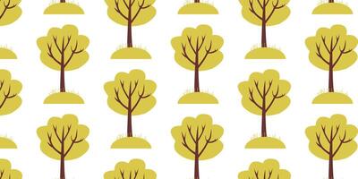 Pattern of stylized trees with green foliage in a repeating design for fabric or wallpaper use vector