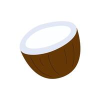 Coconut shell on a white background, displaying its natural texture and shape in a minimalist style vector