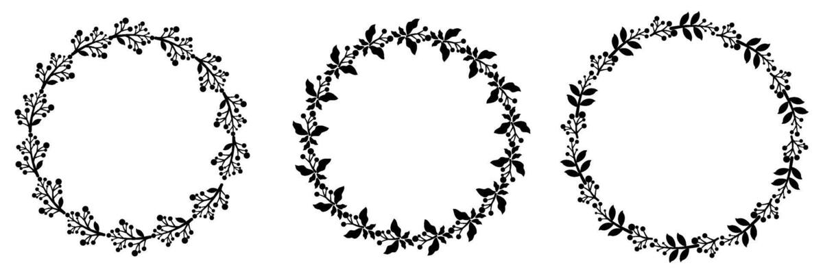 set of black cherry and leaves frames ,wreaths collection,leaves decorative elements.