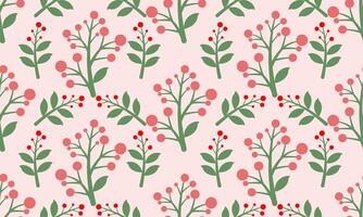 a seamless composed of red cherry and leaves with pink background , design for fabric or various pattern printing works. vector
