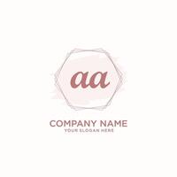 Handwriting Initial AA Logo with Brush and Geometric Style, vector