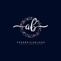 AB Initial Handwriting Logo Collection, Leaf Circle Frame Designs vector
