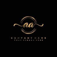 AA Initial Handwriting Logo with Circular Wave Design vector