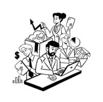 Team working team information department line Flat style vector
