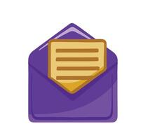 Correspondence symbol, open letter envelope, color vector