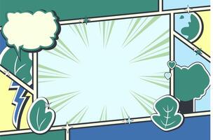 a comic book style frame with a speech bubble and a tree, Environment and Nature Theme vector