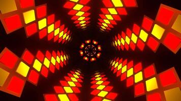 Red and Yellow Neon Rhomboids Motion Tunnel Background VJ Loop in 4K video