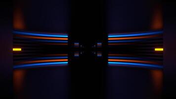 Orange and Blue Neon Circle Equalized Corridor Background VJ Loop in 4K video