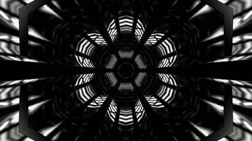 White Hexagonal Neon Mirrored Tunnel Background VJ Loop in 4K video