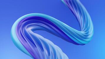 A close-up view of a smooth, glossy 3D rendered abstract shape twisting and flowing dynamically against a vibrant blue backdrop. video