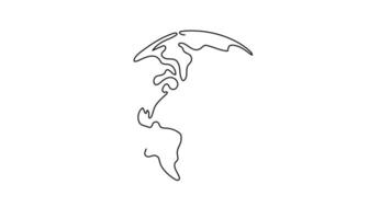 One line animation of planet Earth drawn in continuous stroke style on transparent background with alpha channel Minimalist animated globe for eco projects motion design video