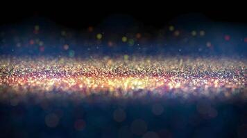 Dark background with golden particles flying up loop video