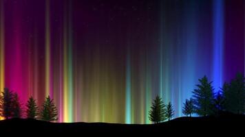 Night sky with colored light columns loop video