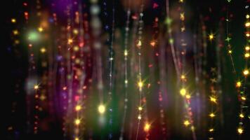 Movement through the bright sparkling garlands loop video