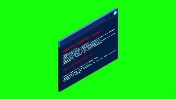 Isometric coding screen animation. Coding programming technology. Programming concept. Technology animation. 4K animated in isometric style. video