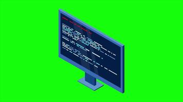 Isometric monitor animation. Computer monitor isometric desktop. Modern monitor. 4K animated in isometric style. video