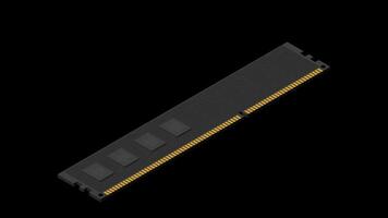 Isometric random access memory animation. RAM memory realistic 3d isometric. Computer hardware components. Transparent background with alpha video