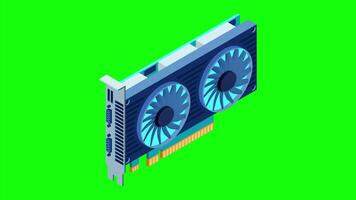 3d isometric graphic card animation. Isometric of device graphic card. Personal computer hardware component. 4K animated in isometric style. video