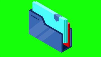 Isometric folder with documents animation. Document folder isometric. Archive containing documents. 4K animated in isometric style. video