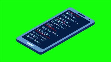 Isometric smartphone animation. Simple flat isometric phone. Smartphone device isometric technology. 4K animated in isometric style, video