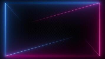 Trendy abstract technology background with glowing red and blue neon light beams on black mesh. Stylish futuristic tech animation. Full HD and looping motion background animation. video
