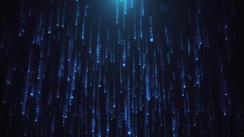 Matrix style futuristic background with cascading streams of glowing blue digital code with glitch effect. Cybersecurity and hacking concept. Full HD and looping cyber technology background. video
